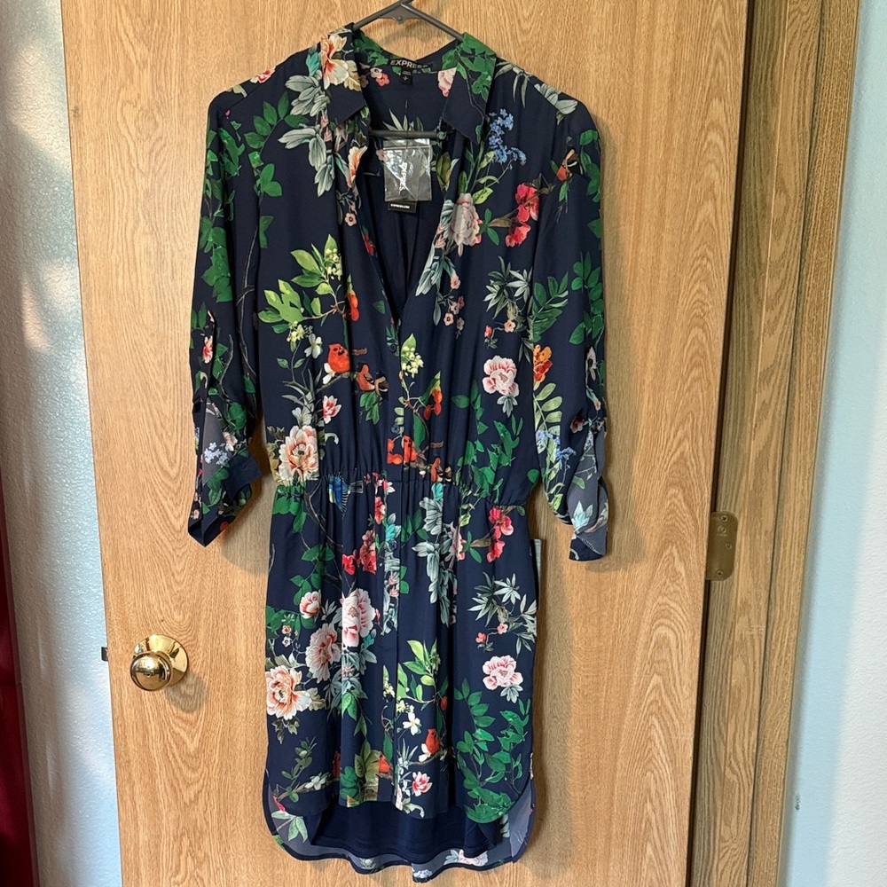 Express Navy Floral Dress
